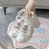 JK Lace Round Head Bow Lolita High-Heeled Lolita Shoes 2025 New Soft Sister Cute Little Leather Shoes HZ0115
