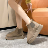 20 Autumn And Winter New Women's Thick Snow Boots Cotton Shoes Warm Plus Velvet Round Head Jacket Cotton Boots 43 HZ0115