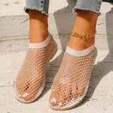 Water Drill Mesh Sandals Women 2025 Summer New Comfortable Foot Size Lady Flat Sandals HZ0115