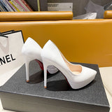 Spring And Autumn 12 Cm High Heel Waterproof Shoes Children's Patent Leather Women's Shoes 2025 New Spring And Autumn Single Shoes Women's Shoes HZ0115