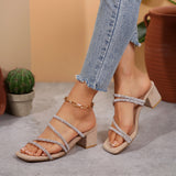 Fashion Sandals Female Fairy Wind 2025 New Thick Heel Water Drill With High Heel Shoes Large Size Two Wearing Slippers HZ0115