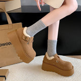 Korean Version Of Temperament Plus Velvet Pine Cake Heightening Leg Growth Head Round Head Birken Cotton Shoes 2025 New Warm Snow Boots HZ0115