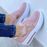 Large-Size Casual Single-Shoe Women In The Spring Of 2025 New Light Bleed Magic Stick Thick Bottom Breathable Daily Single Shoes HZ0115