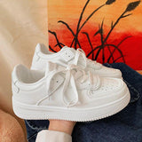 2025 New Board Shoes Korean Version Of The Hong Kong Style Retro White Tie With Thick-Soled College Wind Sports Small White Shoes Women HZ0115