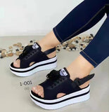 2025 New Pine Cake Bottom Fish Mouth With Magic Stick With Large-Size Casual Women's Sandals HZ0115