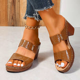 Large-Size High-Heeled Women Cool Drag 2025 Summer New Coarse And Fish Mouth Socket Foot Slippers Women HZ0115