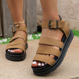 Large-Size 2025 New Solid-Color Thick-Bottomed Belt Buckle Round Head Wearing Beach Sandals HZ0115