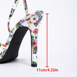 Women's Tip Print With Cross Cross Back Ankle With Fine Heel Sandals Gorgeous High Heels HZ0115