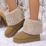 Winter Long-Boel Lady Fur Snow Boots Short Fur Filial Flat Bottoms To Keep Warm Snowy Cotton Shoes Warm HZ0115