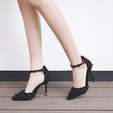 High Heels 2025 New Fine-Heeled Korean Version Of The Fashion Bag Head Button Sandals Professional High Heels Women's Shoes HZ0115