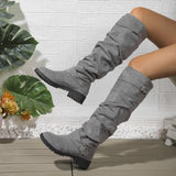 New Folded Boots Women's Belt Buckle Boots But Knee Pile Boots Thick And Thin Cylinder HZ0115