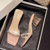 French Transparent Large-Size Thick-Heeled Sandals Women 2025 Summer New Fairy Wind High Heel Slippers Temperament Water Women's Shoes HZ0115