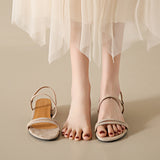 Korean Version With A Word With Sandals Women 2025 Summer New Thick Heel Round Head Simple Two Wearing Sandals Spring HZ0115