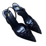 ZA Home 2025 New Women's Shoes Tip Head Behind The Empty Solid Color Embroidery Mesh Fine High Heel Muller Shoes 8326 HZ0115