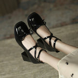 2025 New Spring And Autumn Cross-Tie Mary Jane Small Leather Shoes British Wind High Bow Bow Girl Student Single Shoes HZ0115