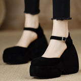 12CM Fashion Thick Sole Comfortable Ultra-High Heels 2025 Spring New Round Head Pine Bottom Shallow Single Shoes HZ0115