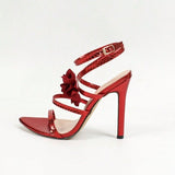 Sharp-Tip With Heel Sandals Red Rose Flower's Wrist Snake-Shaped Wrap Around Sexy Fine High Heels Women's Shoes HZ0115