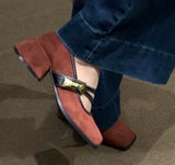 French Retro Square Shallow Mouth Mary Jane Shoes Women 2025 Winter New Small Word With Thick Heel Single Shoes HZ0115