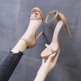 2025 New Summer Net Red High Heels With Sexy And Thin Gold Waterproof Table Sandals Women HZ0115