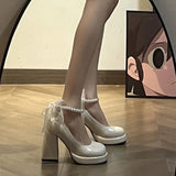 High-Heeled Small Leather Shoes Women Spring And Autumn 2025 New White French Wedding Shoes Retro Thick Heel Thick Soles To Increase The Mary Treasure Shoes HZ0115