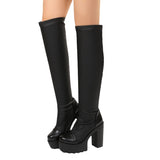 2025 Autumn And Winter New Thick Knee-High Elastic Boots Women Color Sexy Dark Large Size Women Boots HZ0115
