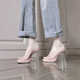 Small Man Not Tired Feet High-Heeled Women's Sandals 2025 Summer New Transparent Design Crystal Cool Slippers Outside HZ0115