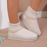 Autumn And Winter New Pine Cake Thick Bottom Knitted Mouth To Keep Warm Snow Boots Women's Korean Version Round Tsetse Women Cotton Boots HZ0115