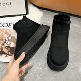 20 Autumn And Winter New Women's Thick Snow Boots Cotton Shoes Warm Plus Velvet Round Head Jacket Cotton Boots 43 HZ0115