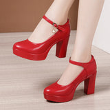 Anti-Slip 6Cm Silver Heeled Show Shoes Thick-Singing Leather Shoes Thick-Soled Model Single-Shoe Large-Size Working Shoes HZ0115