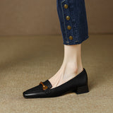 Retro Single Shoes Small Square Heel In The Heel Autumn New Ladies Soft Leather Shoes Women's Shoes HZ0115