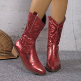 2025 New Embroidery Women's Mid-Clinic Fluorescent Tip Martin Boots Coarse And Large-Size Boots HZ0115