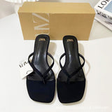 ZA Spring New 2025 French Head High Heel Women's Shoes Black Characters Open After The Toe And Fashion Cool HZ0115