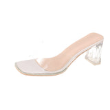 Net Red Transparent Sandals Sandals Sand Slippers Women Wear Fashion 2025 New Summer Coarse High Heels Crystal In Tide HZ0115