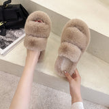 2025 Autumn And Winter New Plush Slippers Women Home Warm Cotton Slippers Casual Fashion Wearing Hair Slippers Women HZ0115
