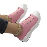 Large-Size Casual Single-Shoe Women 2025 Spring And Autumn New Round Head Tie With Thick Bottom Low Help Canvas Single Shoes HZ0115