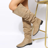 Western Boots Women's Autumn 2025 British Style Retro Thick And Sharp But Knee-High Boots HZ0115