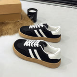 Spring And Autumn 2025 New Korean Version Of The Round Head Tie With Color Fashion Flat Bottom Students Casual Board Shoes HZ0115