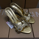 ZA Home 2025 Weaving Knot Wearing High Heel Slippers Temperament Exposed Toe Fish Mouth Large Size Sandals Women Women's Shoes Low Heel HZ0115