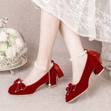 Wedding Shoes Women In The Autumn Of 2025 New Thick Heel Non-Tiring High-Heeled Shoes Wedding Red Bridal Shoes Show Heels HZ0115