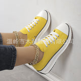 Large-Size Casual Single-Shoe Women 2025 Spring And Autumn New Round Head Tie With Thick Bottom Low Help Canvas Single Shoes HZ0115