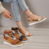 Slope Sandals Women 2025 New Summer Size With High Heel Thick Soles Lightweight Sandals HZ0115