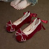 Wedding Shoes Women In The Autumn Of 2025 New Thick Heel Non-Tiring High-Heeled Shoes Wedding Red Bridal Shoes Show Heels HZ0115