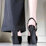 French Temperament Thin Heel Waterproof Black High Heels With Thick Background Bare Color Pointed Summer Wearing Sandals HZ0115