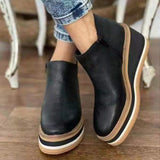 Autumn And Winter New Short Boots Large Size Women's Shoes Round Head Thick Bottom Slope Side Zipper Leisure Boots HZ0115