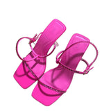 ZA2025 Spring New Women's Shoes Red Diamond Decoration French High Heels Square With Sandals HZ0115