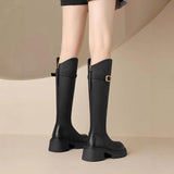 2025 New Brown Boots Women Autumn And Winter Plus Velvet Boots Children Long Boots V Mouth Thin Knight Boots HZ0115