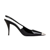 Rose Park Coloring The Same High-Heeled Women's Patent Leather Black Iron-Headed Women's Shoes Fine Heel Small Square Head Head Sandals HZ0115