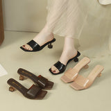 2025 Summer New One-Word French Simple And Comfortable Gentle Evening Wind Retro High-Sliflip Slippers Woman HZ0115