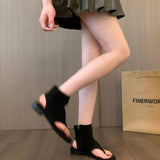 Slight Skinny Spring Autumn New Korean Version Of The Toe Breth Sandals Women With Low Heel Short-Boel Cool Boots Fashion Net Red Female Outside HZ0115