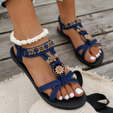 Flat-Bottomed Large-Size Sandals Women 2025 Summer New Bohemian Women's Casual Tight Sandals With Beach Sandals HZ0115